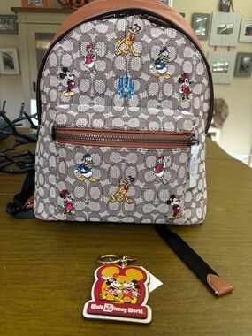 Disney X Coach Charter Backpack Signature Textile jacquard with keychain